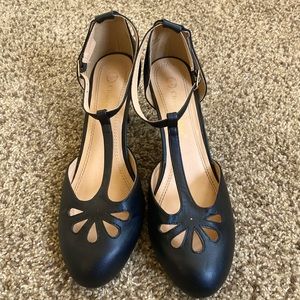 Vintage Black T-strap Heels